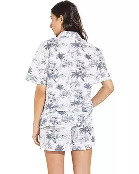 Пижамный комплект Eberjey Organic Sandwashed Cotton Printed - The Short PJ Set, цвет Riviera Toile Coastal Blue