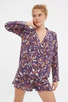 Пижамный комплект - фиолетовый - цветочный Trendyol