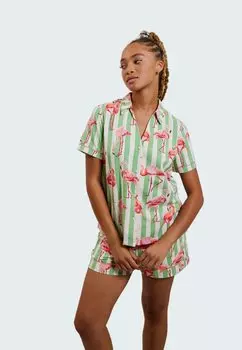 Пижамный комплект FLAMINGO STRIPE PRINT SET - Pyjamas Chelsea Peers, зеленый