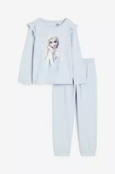 Пижамный комплект H&M Disney Frozen Jersey, 2 предмета, светло-голубой
