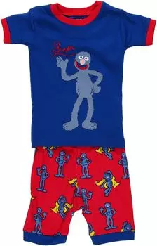 Пижамный комплект Hatley Sesame Street Short PJ Set, цвет Grover