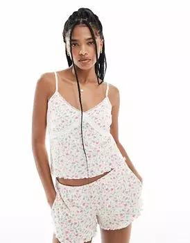 Пижамный комплект Hollister из кружевной майки и шорт с заниженной талией с фруктовым принтом