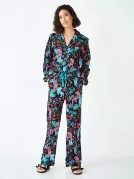 Пижамный комплект hush Isla Tropical Shirt, черный/мульти