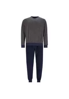 Пижамный комплект из 2 предметов - длинные манжеты V-образный вырез махровая хлопковая смесь Hajo, бежевый