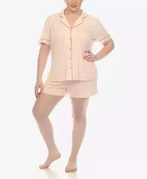 Пижамный комплект из 2 предметов с коротким рукавом размера плюс White Mark, розовый