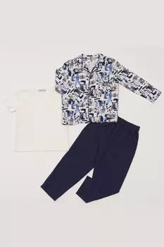 Пижамный комплект из 3 предметов: футболка, брюки, экрю For You Kids