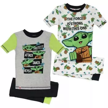 Пижамный комплект из 4 предметов Lego Baby Yoda для мальчиков 4–10 лет LEGO