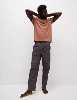 Пижамный комплект из чистого хлопка с геометрическим принтом Marks & Spencer, цвет Orange mix