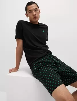 Пижамный комплект из чистого хлопка с принтом трилистник Marks & Spencer, зеленый