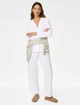 Пижамный комплект из чистого хлопка с воротником Revere Body, белый