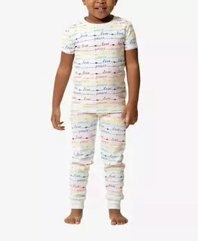 Пижамный комплект из двух предметов для мальчиков и девочек Peace and Love Pajamas for Peace, белый