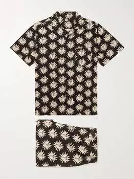 Пижамный комплект из хлопка и поплина с принтом DESMOND & DEMPSEY, черный