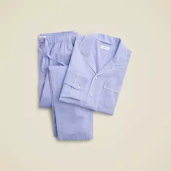 Пижамный комплект из хлопкового поплина с узором «ёлочка» J.Crew, синий