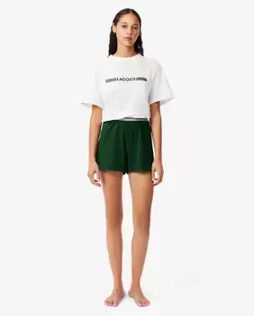 Пижамный комплект из хлопкового трикотажа Lacoste, белый