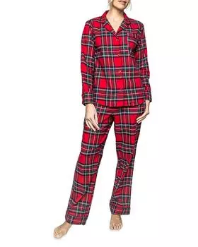 Пижамный комплект из хлопковой фланели в клетку Imperial Tartan Petite Plume, красный