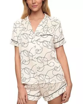 Пижамный комплект из короткого шелкового моющегося материала с принтом «Инес» Eberjey, мультиколор