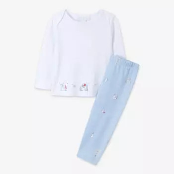 Пижамный комплект из органического хлопка с вышивкой пингвинов The Little White Company, синий