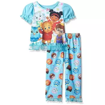 Пижамный комплект из полиэстера с короткими рукавами для девочек Daniel Tiger для малышей, мультиколор