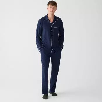 Пижамный комплект из смеси хлопкового трикотажа J.Crew, синий