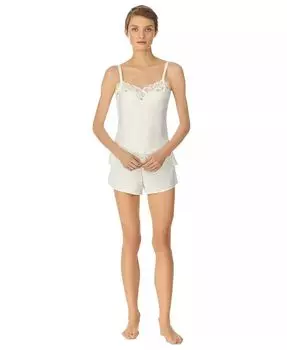 Пижамный комплект из топа и шорт с цветочно-кружевной отделкой Lauren Ralph Lauren, слоновая кость/кремовый
