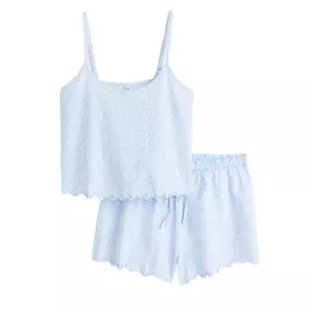 Пижамный комплект из топа и шорт с цветочным принтом H&amp;M, светло-голубой