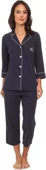 Пижамный комплект-капри Essentials Bingham Knits LAUREN Ralph Lauren, цвет Madeleine Dot Windsor Navy/White
