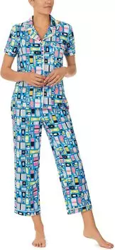 Пижамный комплект Kate Spade New York Brushed Jersey Short Sleeve Cropped PJ Set, цвет Beach Essentials