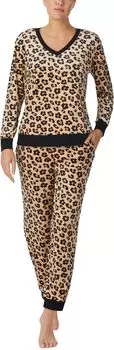 Пижамный комплект Kate Spade New York Stretch Velour Long Sleeve Joggers Set, цвет Leopard Floral