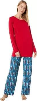 Пижамный комплект Kickee Pants Long Sleeve Loosey Goosey Tee & Pants PJ Set, цвет Twilight Skis