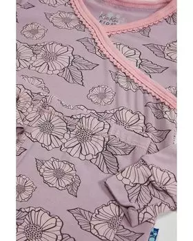 Пижамный комплект Kickee Pants Long Sleeve Scallop Kimono Pajama Set, цвет Sweet Pea Poppies