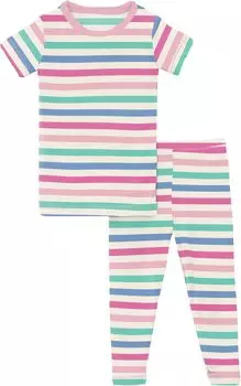 Пижамный комплект Kickee Pants Print Short Sleeve Pajama Set, цвет Skip To My Lou Stripe