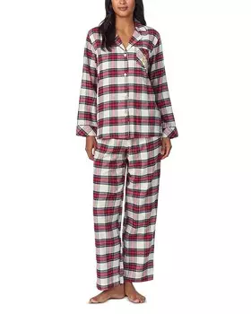 Пижамный комплект Lauren Ralph Lauren из твила с начесом, красный