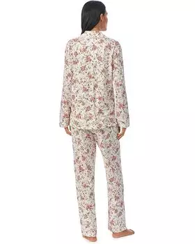 Пижамный комплект LAUREN Ralph Lauren Knit Long Sleeve Notch Collar Long PJ Set, цвет Ivory Floral