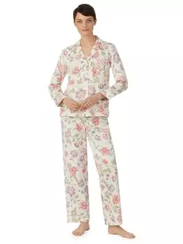Пижамный комплект Lauren Ralph Lauren с рубашкой и цветочным принтом, разноцветный