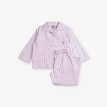 Пижамный комплект Margot Ballerina с аппликацией в мелкую клетку из хлопка для детей 1–11 лет Trotters, розовый