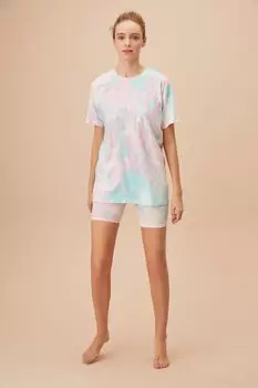 Пижамный комплект - Многоцветный - Принт тай-дай SUWEN, разноцветный