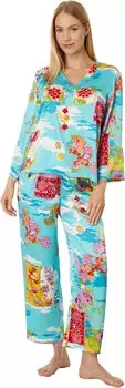 Пижамный комплект Pacifica с V-образным вырезом N by Natori, цвет Pacific Teal Multi