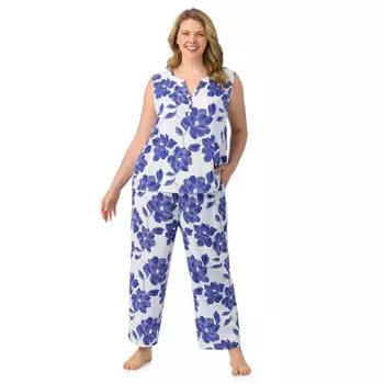 Пижамный комплект Plus size: топ и укороченные штаны Draper James, цвет bright blue magnolia