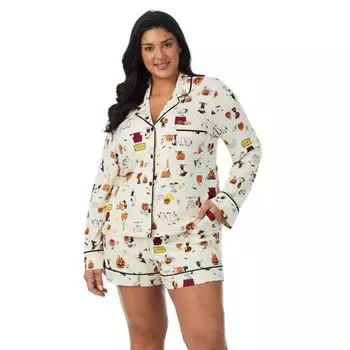 Пижамный комплект с длинным рукавом и боксерами в стиле "Арахис" на Хэллоуин больших размеров Beauty Sleep Social, цвет peanuts spooky season