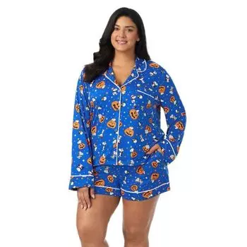 Пижамный комплект с длинным рукавом и боксерами в стиле "Арахис" на Хэллоуин больших размеров Beauty Sleep Social, цвет snoopy hallows eve