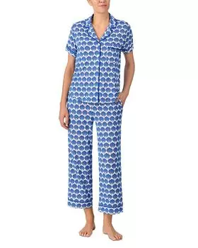 Пижамный комплект с длинными брюками и коротким рукавом с принтом "Shell" kate spade new york, синий