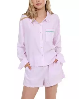 Пижамный комплект с длинными рукавами и шортами Awaken Honeydew, розовый