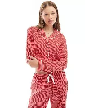 Пижамный комплект с длинными рукавами в полоску красного цвета Wednesday's Girl