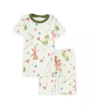 Пижамный комплект с футболкой и шортами для мини-гольфа Burt's Bees Little Boys от 2 до 5 лет с короткими рукавами, зеленый