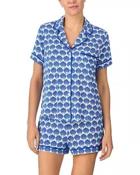 Пижамный комплект с коротким рукавом и принтом Boxer kate spade new york, синий