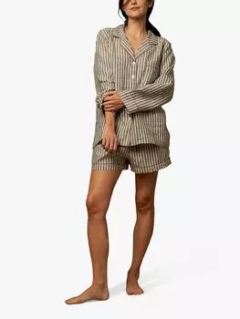 Пижамный комплект с короткими льняными полосками Пятачок в постельном белье, Полночь