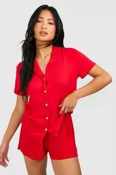 Пижамный комплект с короткими рукавами для миниатюрных размеров boohoo, красный
