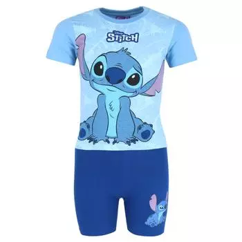 Пижамный комплект с короткими рукавами и шортами Disney Stitch для малышей Textiel Trade, светло-голубой