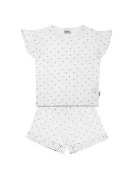 Пижамный комплект с короткими рукавами и шортами для девочек с круглым вырезом и принтом ANTEBIES, белый