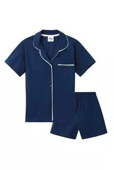 Пижамный комплект с короткими рукавами на пуговицах CityComfort, темно-синий